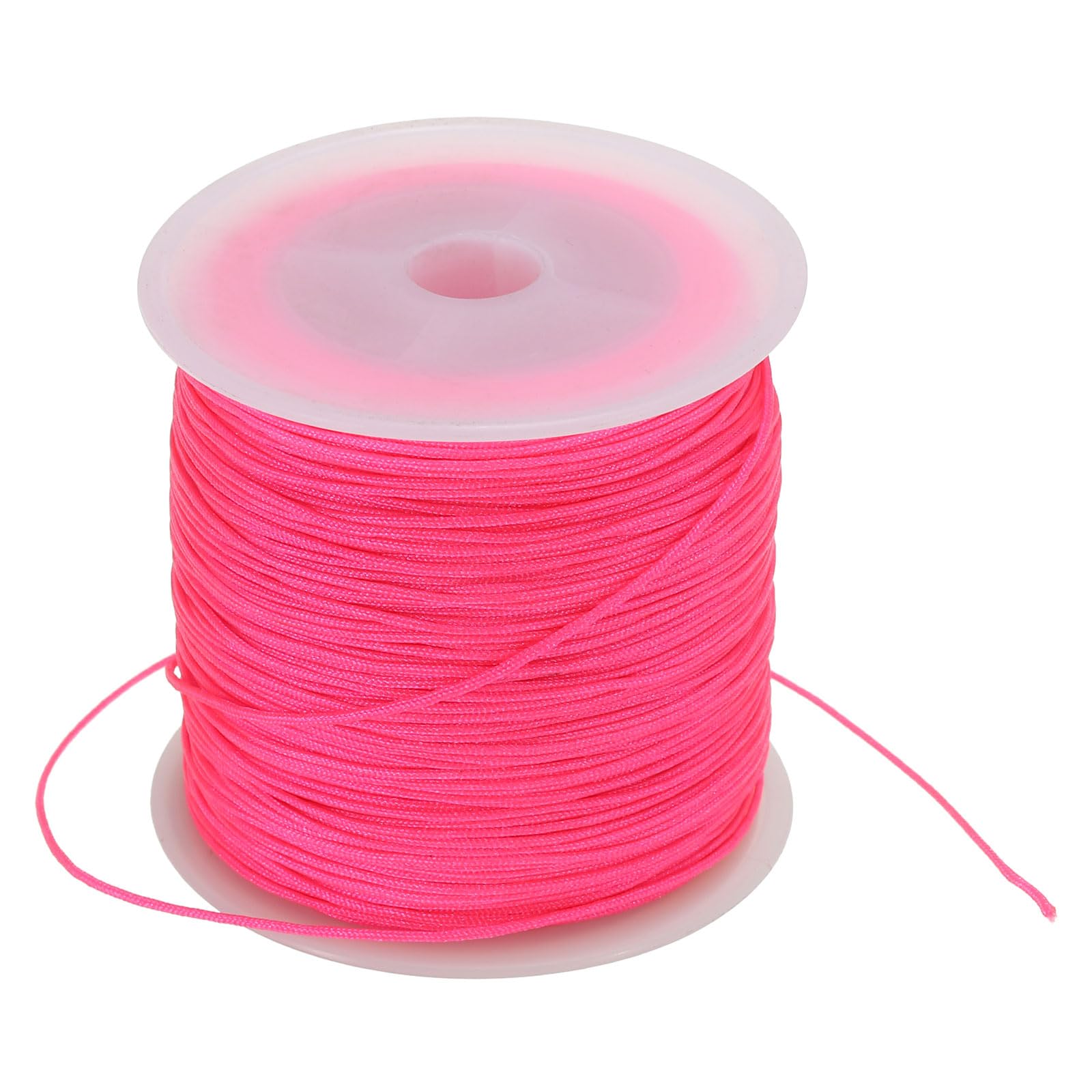 PATIKIL 0.8mm x 109 Yard Nylon Satin Cord, Nylon Beading String Knotting Cord Chain Braided Rope for Bracelets Jewelry Trim Chinese Knot, Fluorescent Rose Red