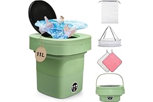 ANBANGLIN Portable Washing Machine,11L Mini Portable Washer With 3 Modes Deep Cleaning,Folding Washer of Underwear &Baby Clothes,Foldable Small Washing Machine for Apartment, Rv, Travel, Camping,Green