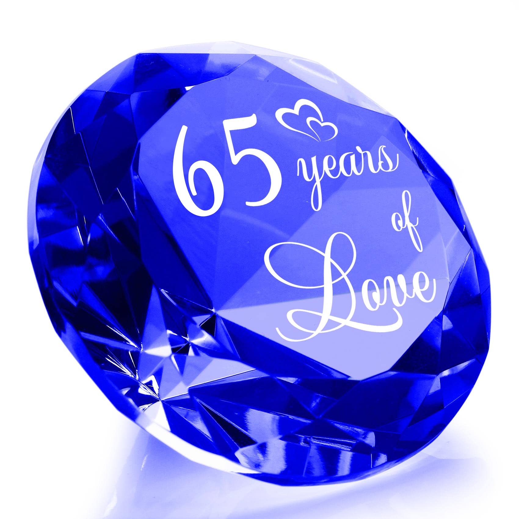 65th Anniversary Diamond Keepsake Wedding Gifts for Couples 65 Years of Love Sapphire Romantic Marriage Ideas for Her Wife Parents K9 Crystal Home Ornament