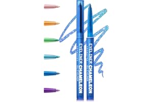 Dark Blue Multichrome Shifting Gel Eyeliner, Metallic chrome Holographic Colorful Eye Liner Pen, Long Lasting Waterproof Face