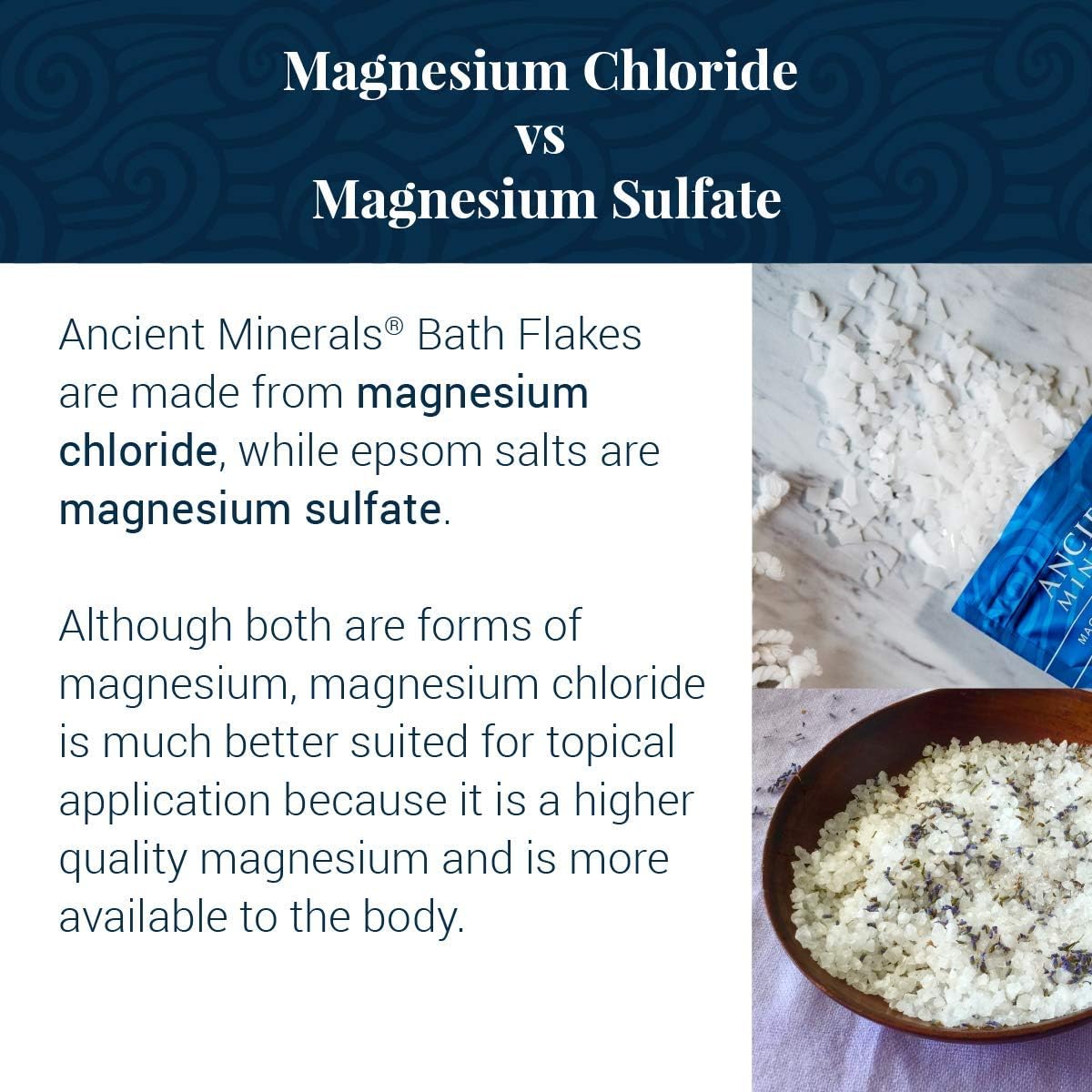 Ancient Minerals Magnesium Bath Flakes of Pure Genuine Zechstein Chloride - Resealable Magnesium Supplement Bag That Will Outperform Leading Epsom Salts (26.4 Ounce): Health & Personal Care