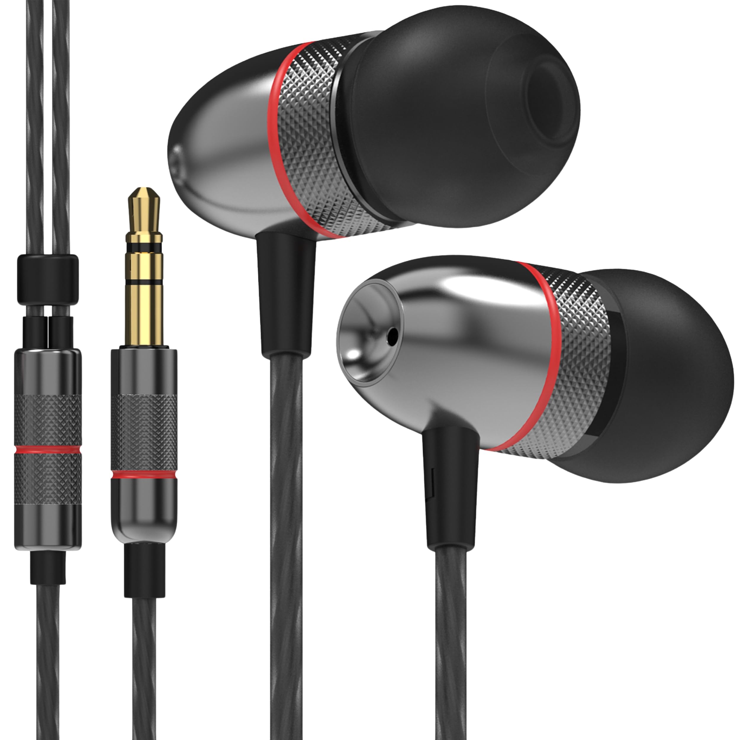 Betron ELR50 Wired Earphones In-Ear Headphones with Noise Isolation Deep Bass High-Fidelity Sound Tangle-Free Cable 3.5mm Jack, Black — image 1