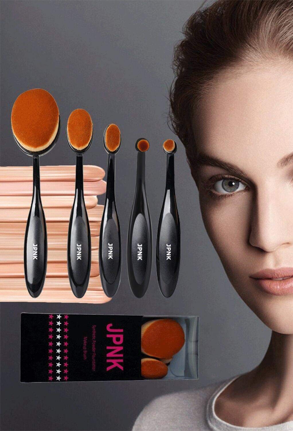JPNK Oval Toothbrush Style Synthetic Powder Foundation Cream Makeup Brush (5 Pieces): Beauty