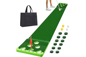Sagsewful Golf Putting Game Set with Front Border for Indoor & Outdoor,Golf Putting Green Mat Include 4 Balls,1 Portable Bag,2 Flags&Cups,Practice Training Aid for Backyard,Party,Office