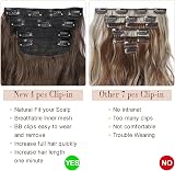 Fine Plus Hair Extensions Clip in 4Pcs Dark Brown 20In Long Wavy Full Head view 6