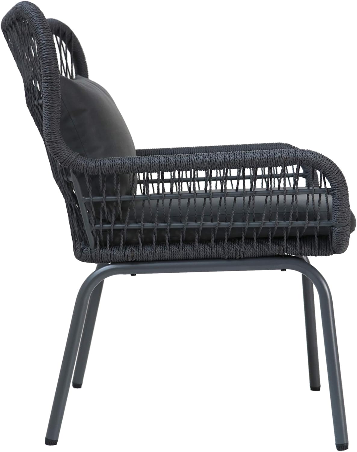 rope patio set on Amazon Com Great Deal Furniture Karen Outdoor Club Chairs Steel And Rope Water Resistant Cushions Boho Dark Gray And Gray Set Of 2 Garden Outdoor