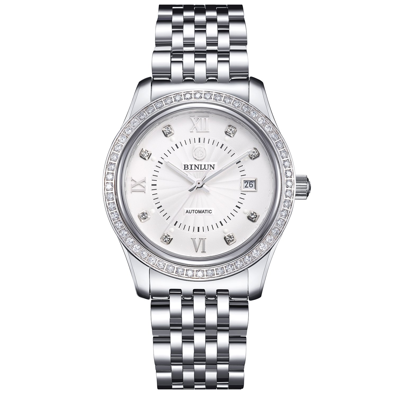 BINLUN Men's Silver Automatic Mechanical Watch