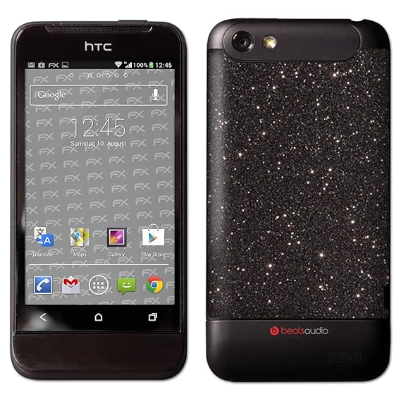 atFolix Skin kompatibel mit HTC One V, Designfolie Sticker (FX-Glitter-Black-Sky), Reflektierende Glitzerfolie