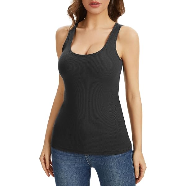 ToBeInStyle Women's Rayon-Spandex Ribbed Tank Top - Double Scoop Neck, Multiple Colors - View #8