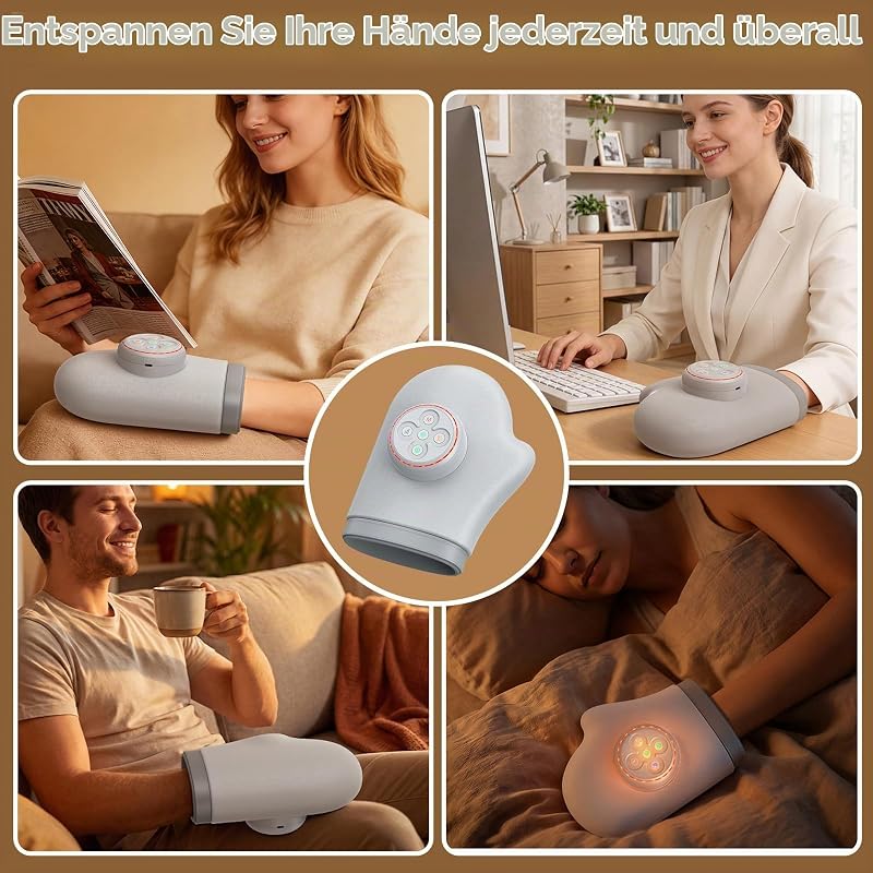 Wireless Handmassagegerät Grau, Wärme, 3 Modi & 5 Intensitätsstufen