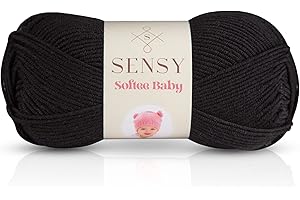 S SENSY Sensy Softee Baby Yarn, 3.5 oz, 275 Yards, Gauge 3 Light (Black)