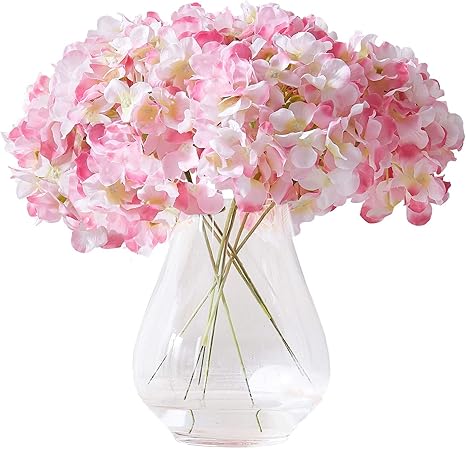 Amazon Com Kislohum Artificial Hydrangea Flower Heads Pink 10 With Stems Hydrangea Silk Flowers Head For Wedding Centerpieces Bouquets Diy Floral Decor Home Decoration Home Kitchen
