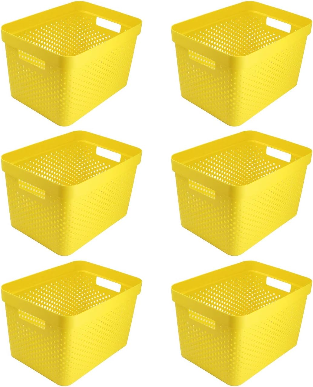 amazon storage baskets on Amazon Com Glad Plastic Basket Set Value Pack Of 6 Open Storage Bins For Shelves Bathroom Pantry Closet Nesting Organizer Boxes With Handles 4 Gallon Yellow Home Kitchen