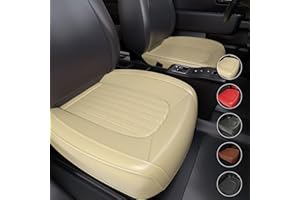 FEELON 2 Pieces ZC Car Seat Covers Front Bottom Seat Cushion Covers, Waterproof Nappa Leather, Anti-Slip and Wrap Around The Bottom, Universal Auto Interior Fit for Sedans SUV Pick-up Truck, Beige