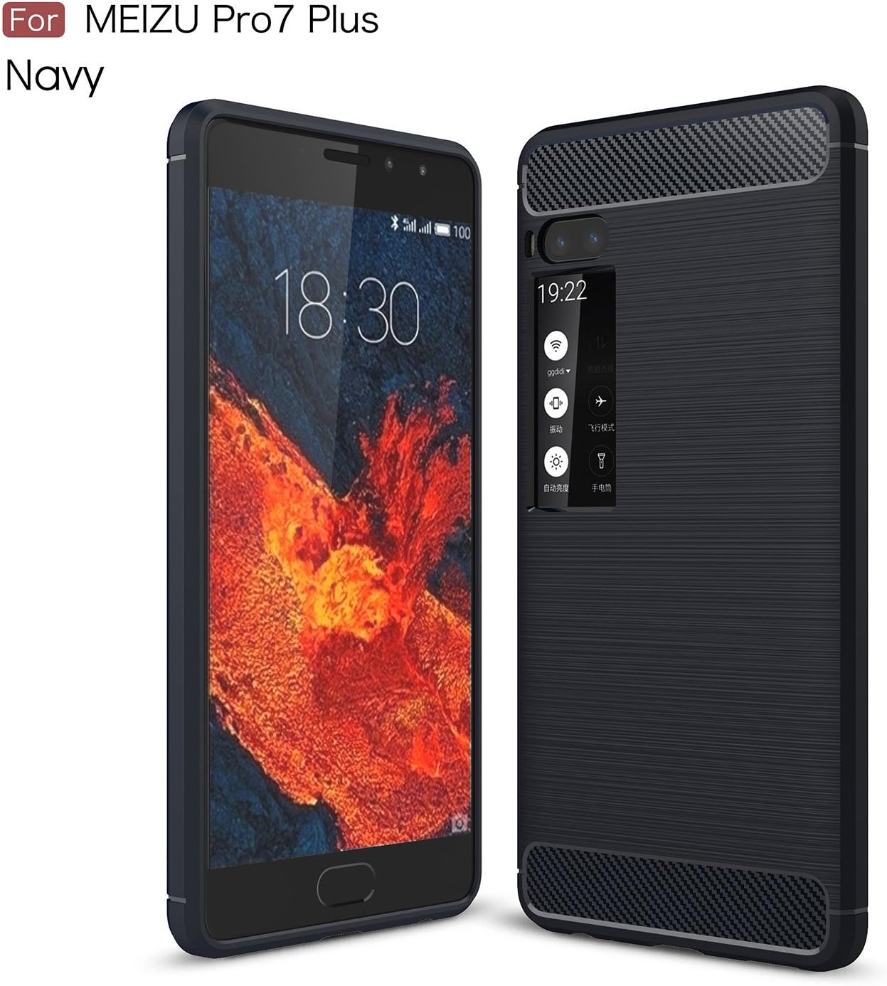 Meizu Pro 7 Plus Case - TianTa - Carbon Fiber Case Ultra Slim Cover Light Weight Rubber TPU Phone Case for Meizu Pro 7 Plus (2017) (5.7") - Navy