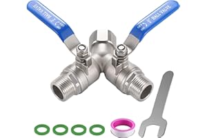 SNUTUYA 304 Stainless Steel Garden Hose Splitter 2 Way Heavy Duty, Full Flow Y Valve Water Hose Splitter With Long Handle, Lead-free，3/4" GHT Thread