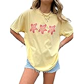 Women Y2k Oversized Graphic Tees Floral Ocean Print Short Sleeve Crewneck Tshirts Teen Girls Aesthetic Streetwear