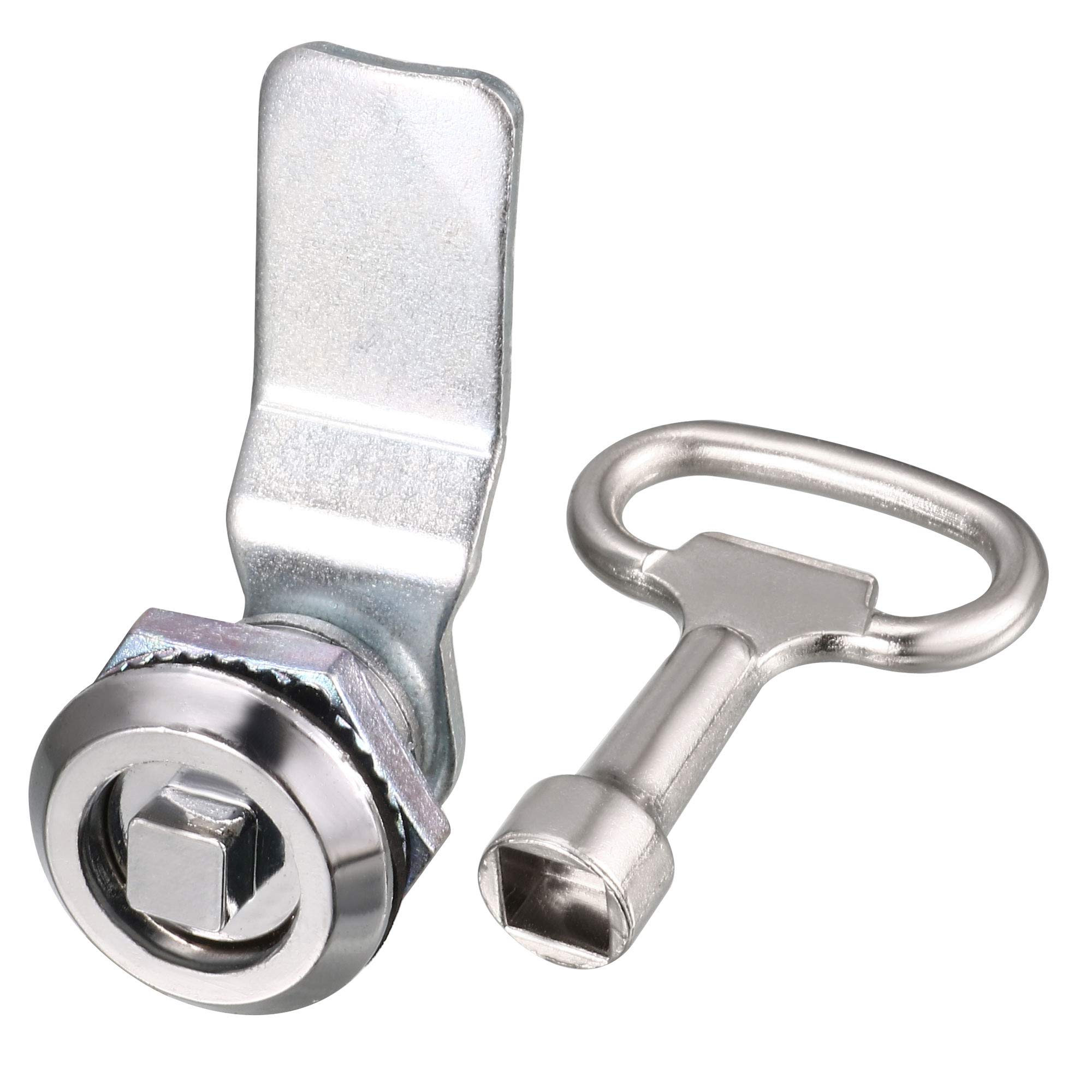 Sourcingmap Closet Door Drawer Zinc Alloy Panel Tubular Cam Lock W Square Socket Key Silver Tone