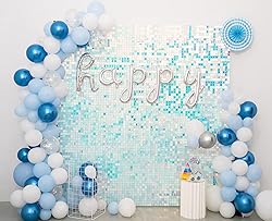 Kate Square Rainbow Blue Sequin Wall Panels Wedding