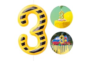 AXBMM Construction Themed Birthday Candles Number 3 Candle Birthday Party Decoration Cake Topper for Construction Party Decoration Theme Party Supplies (Number 3)