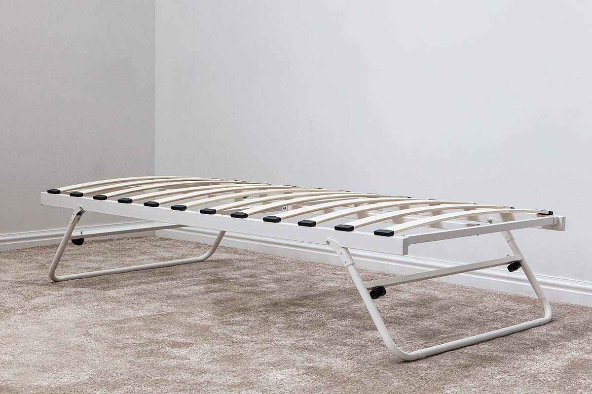 Sleep Design White Metal Trundle Bed Frame Fold Away Guestbed Spare Bed Amazon.co.uk Kitchen