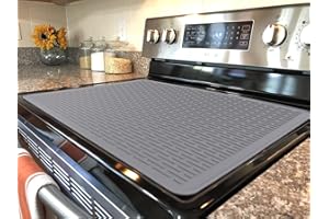 YUHFERA Stove Top Cover for Electric Stove - Silicone Stove Mat for Glass Top Stove, Glass Cooktop Protector, XL Dish Drying Mats For Kitchen, Range Covers for Electric Stove (Gray, 30 x 21)