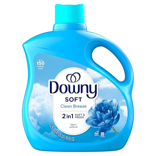 DOWNY SOFT, 2 IN 1 SOFT AND FRESH LIQUID FABRIC SOFTENER, CLEAN BREEZE, 111 FL OZ, 150 LOADS, FABRIC CONDITIONER LIQUID PROVIDES SOFTNESS AND FRESHNESS FOR FABRICS