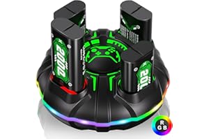 SWANPOW 4x2000mAh (4800mWhx4) Rechargeable Battery Pack for Xbox Controller with LED Colorful Surround Light Fast Charging St
