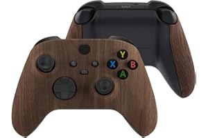 eXtremeRate Side Rails Grips Shell for Xbox Core Wireless Controller, Wood Grain Replacement Part Front Housing Cover Handles Faceplate for Xbox Series X & S [Controller Excluded]