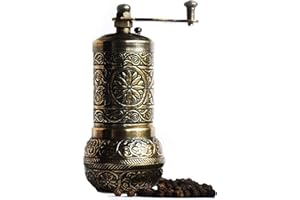 Bazaar Anatolia Turkish Pepper Mill Grinder Refillable Spice 4.2" Manual Crank Handle (Antique Gold)
