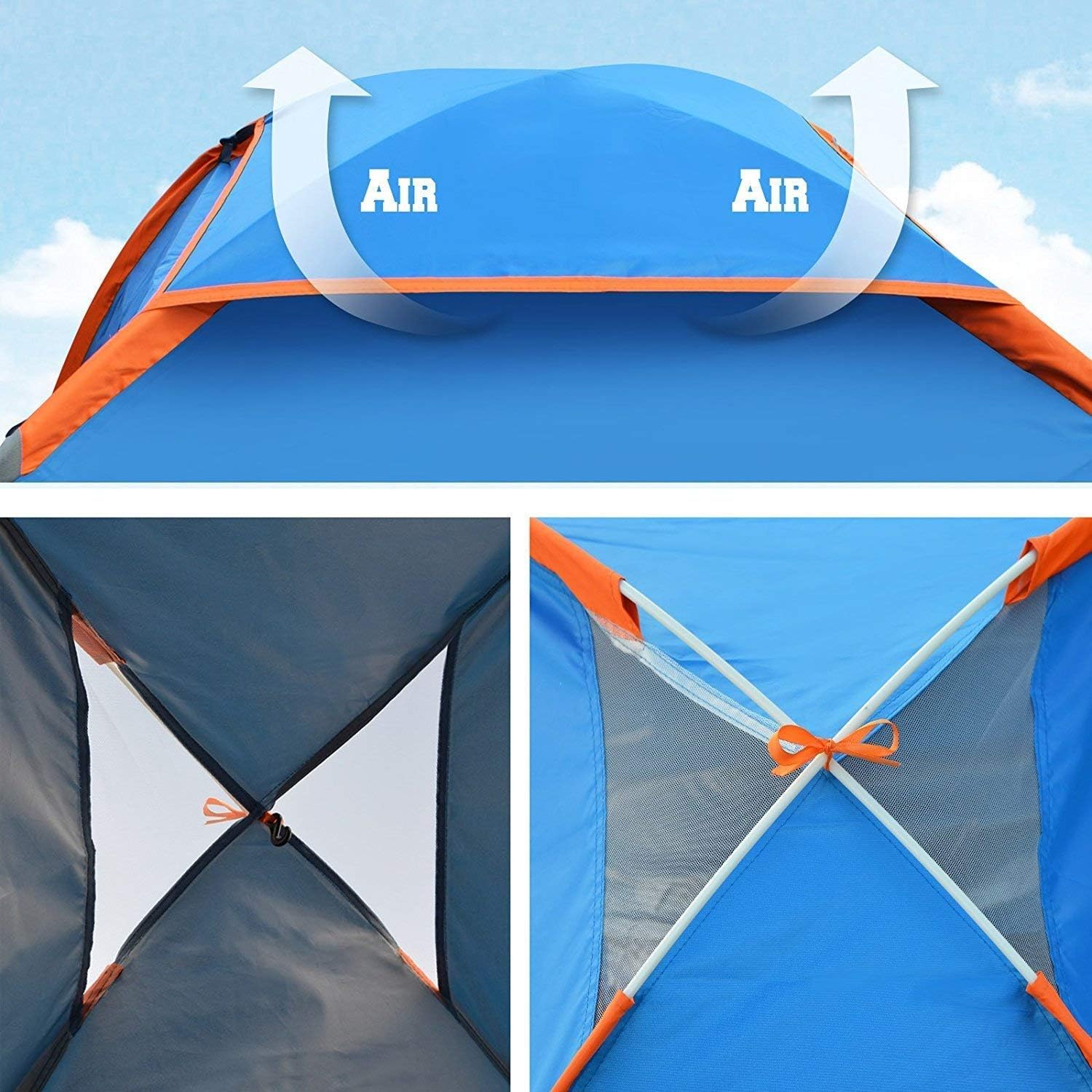 Alfie Pop Up Tent, Large 3-4 Person Pop Up Tent, Portable Automatic Tents UV Protection for Outdoor Camping Beach Garden Family, Ventilated and Durable