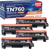 TN760 Toner Compatible Replacement for Brother TN760 TN-760 TN730 TN-730 | Compatible for MFC-L2710DW DCP-L2550DW MFC-L2750DW HL-L2395DW HL-L2350DW HL-L2370DW HL-L2390DW Printer Black (4 Pack)