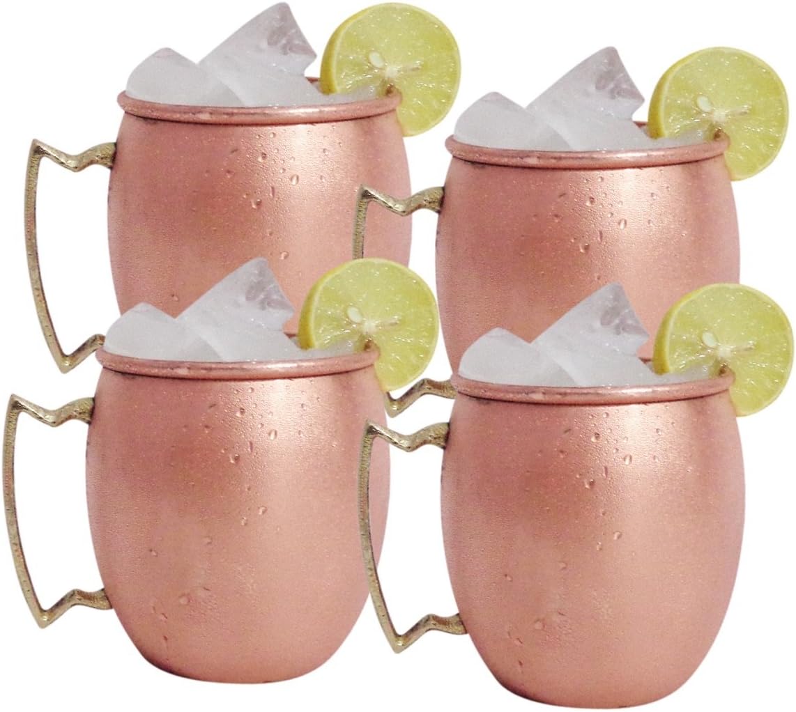 Moscow Mule Solid Pure 100% Copper Mug / Cup, 16 Ounce, Set of 4
