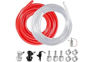 WELLBOM 3FT 5/16 Beer Line Tubing & 5FT 5/16 CO2 Gas Line & 1Pair Ball Lock Keg Connectors & 1 Picnic Tap,Cuttable PVC Draft Beer Kegerator Line CO2 Regulator Gas Line Barb Fitting Hose Clamps Kegerator Parts