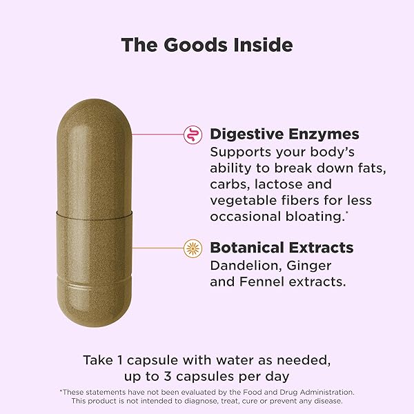 OLLY BEAT THE BLOAT CAPSULES, DIGESTIVE SUPPORT ENZYMES, SUPPLEMENT FOR WOMEN – 25 COUNT