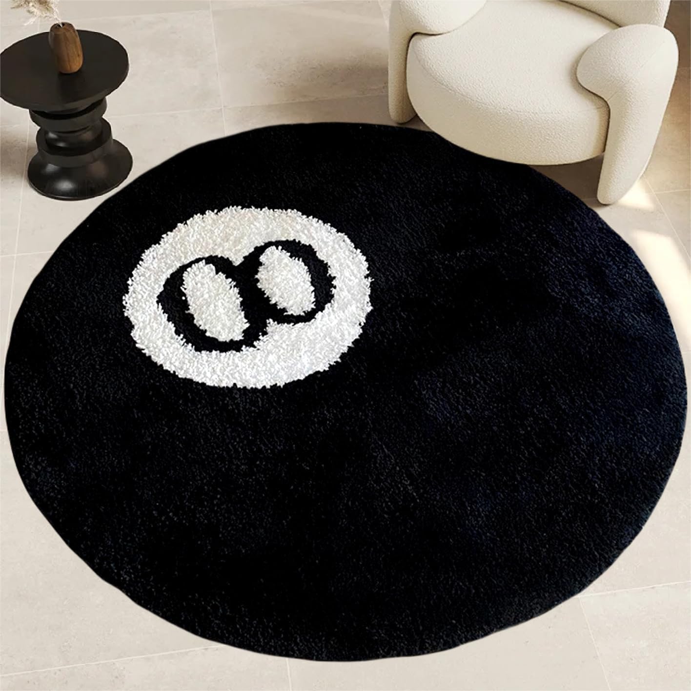 Cecailin® 8 Ball Teppich-Teppich 60 x 60cm/23.6 x 23.6inch Flauschig.Aesthetic Room Decor.deko Aesthetic.Zimmer Deko.Badteppich Rund.Waschbarer Teppich.Kinderteppich