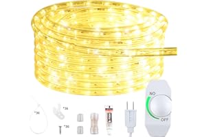 ISUERFY 24M/80ft Dimmable LED Rope Light, Cuttable Waterproof Indoor Outdoor Clear Tube Light Rope, 864 Warm White LEDs 110V 3000K Flexible Soft Connectable for Patio Balcony Garden House Christmas Decor