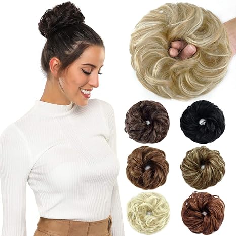 Rosebud Hair Bun Extensions Messy Synthetic Chignon Hairpiece Easy
