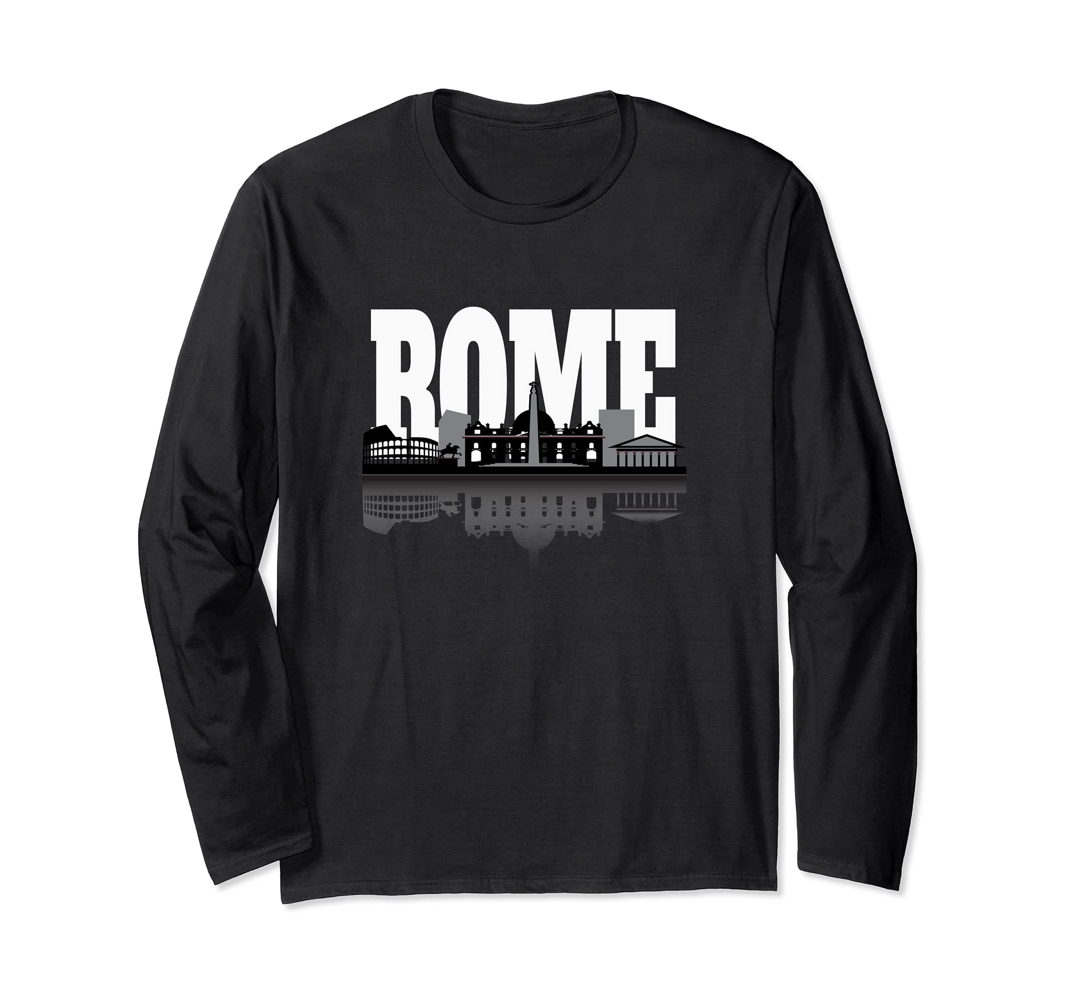 Rome Italy Capitol City Skyline and Reflection Long Sleeve T-Shirt