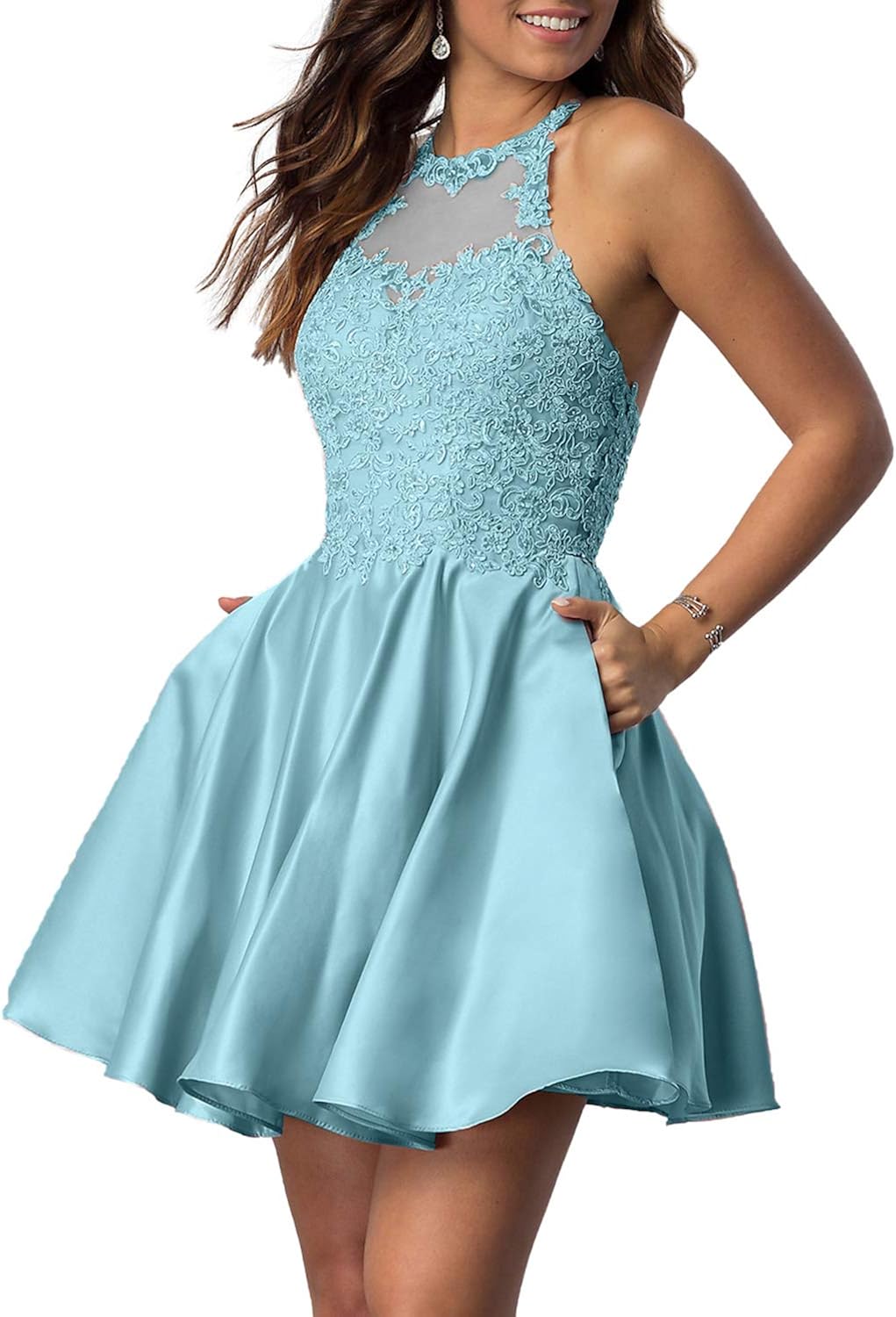 short formal dress with pockets