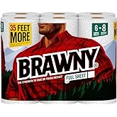 Brawny Paper Towels, 6 Large Rolls, Full Sheet, 6 = 8 Regular Rolls | 6 = 8 Regular Rolls