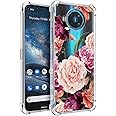 Osophter for Nokia 8.3 5G Case,Nokia 8V Case Clear Transparent Flower Floral for Girls Women Reinforced Corners TPU Shock-Absorption Flexible Cell Phone Cover for Nokia 8.3(Purple Flower)
