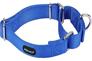 Mikivery Martingale Dog Collar Nylon Adjustable and Safety Training Colourful Comfortable Metal Buckle Pet Collars for Small Medium and Large Dogs(Royal Blue,M)