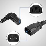 CERRXIAN C14 Male to Down Angle C13 Female PDU Power Cable 0.2M 7.8 Inch view 3
