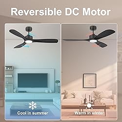 Hoenofly 52” Wood Smart Ceiling Fans with Lights