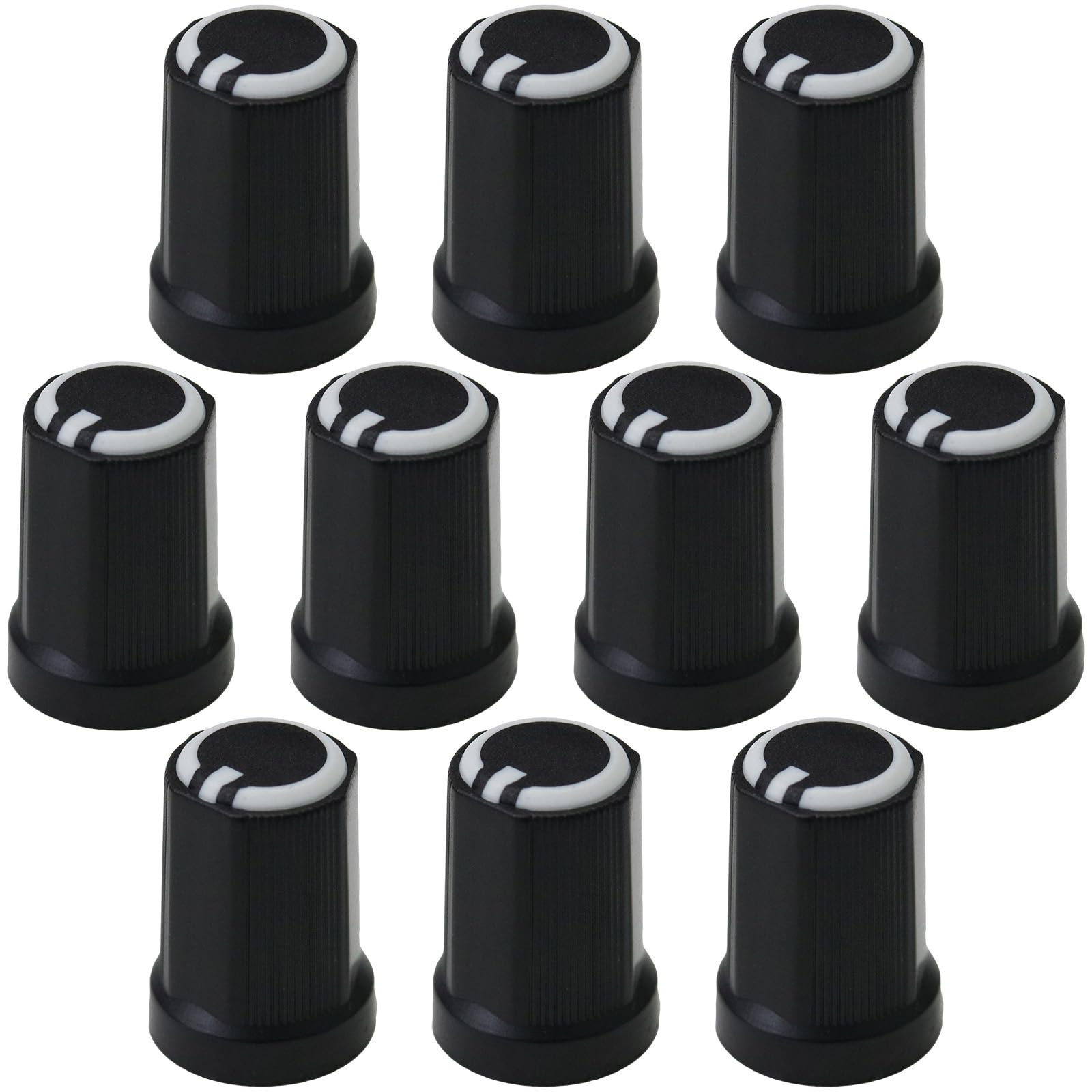 6mm Splined Hole Hex Grip Mixer Control Knob With Colour Ring Pack of 10 (White) — image 1
