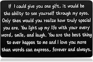 RALUKIIA Engraved Love Note Wallet Card for Birthday Chrismas, Anniversary Romantic Gift for Boyfriend Husband from Girlfriend Wife, Valentine's Day Cards Gifts for Him Spouse