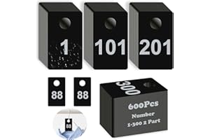 600Pcs Coat Check Tags 2 Part Plastic Check Tickets 1.5x2.5inch Number Tags 1 to 300 with Hole Reusable Coat Room Cards Claim
