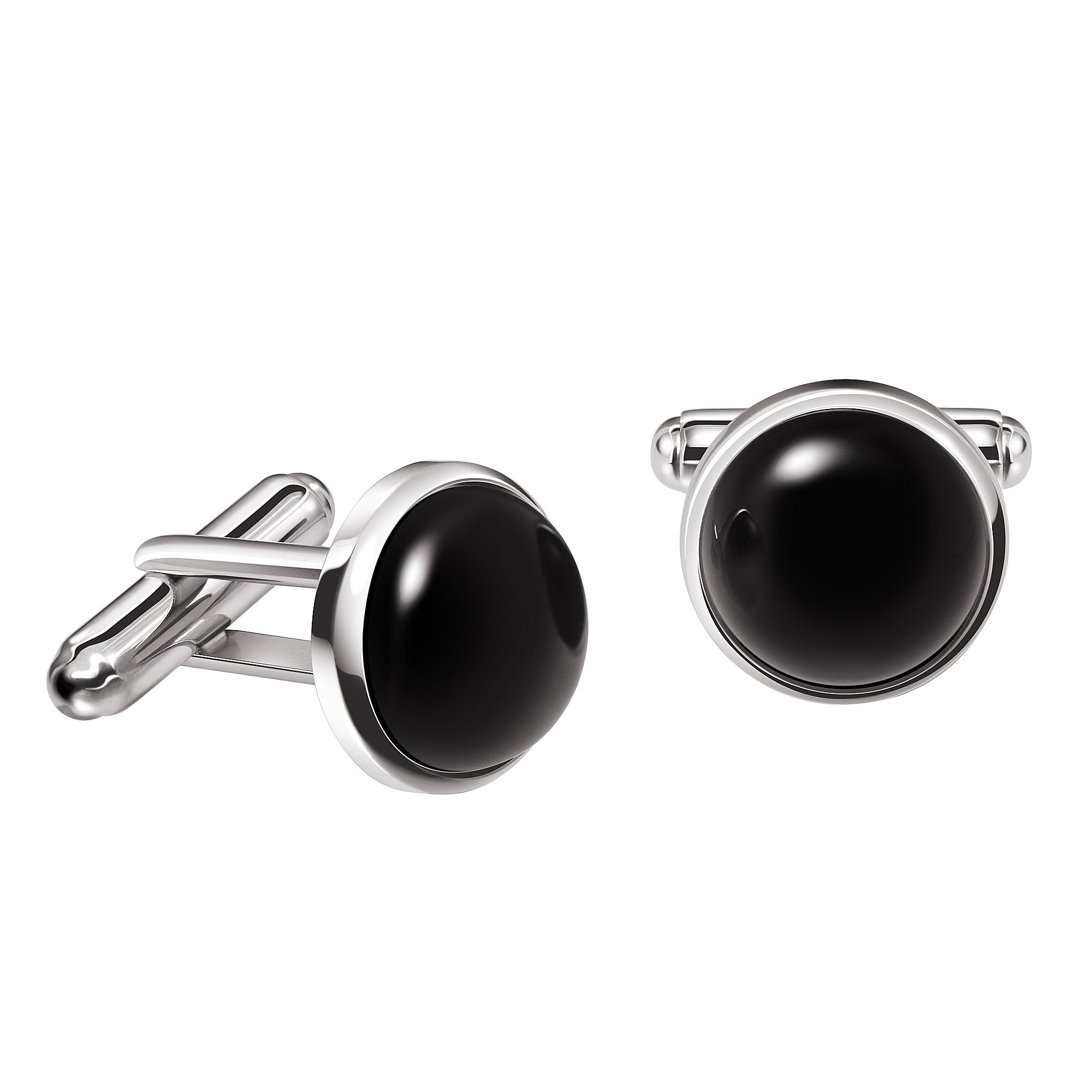 Franki Baker Genuine Black Onyx Gemstone & 925 Sterling Silver Cufflinks
