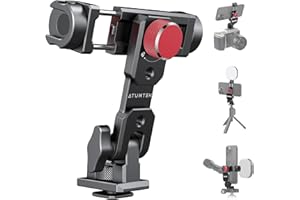 ATUMTEK Metal Phone Tripod Mount, Universal Aluminum Smartphone Mount Adapter with 3 Cold Shoe, 3 1/4" Screw Mount, Arca Port and 1 Convertible Cold Shoe Adapter, 360° Rotation & 145° Tilt Angle